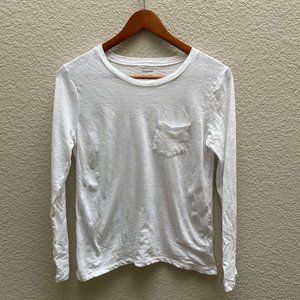 Madewell White Long Sleeve Shirt Pocket Small